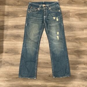 Distressed Blue Jeans